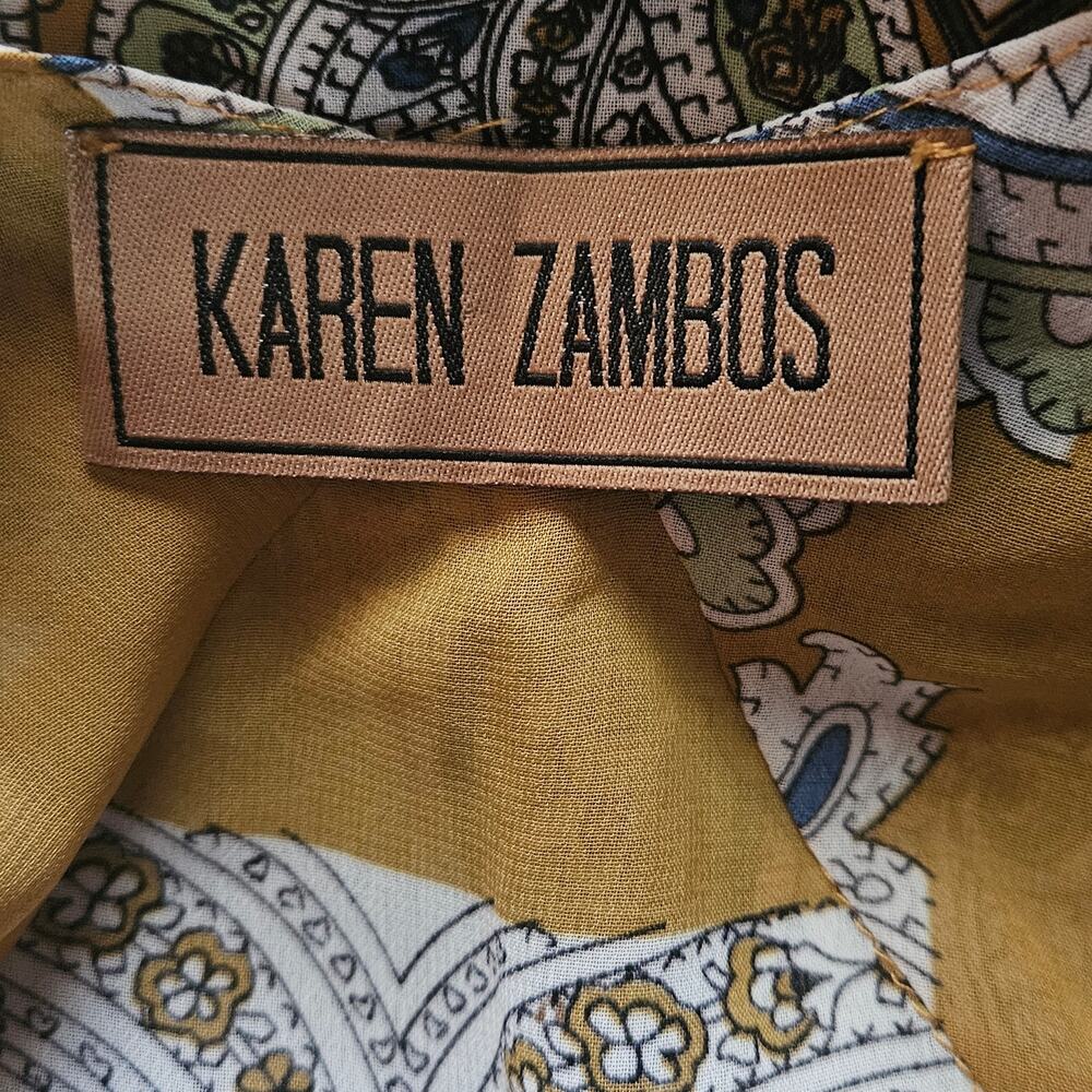 Karen Zambos Sheer Paisley Blouse Size Small - Picture 3 of 3
